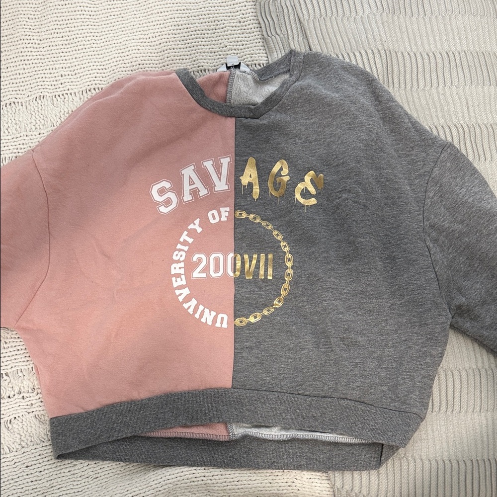 Savage Women’s Two-Tone Sweatshirt - Pink and Gray